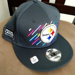 New Era 21 NFL Pittsburgh Steelers Crucial Catch SNAPBACK Hat Cancer CAP 9Fifty